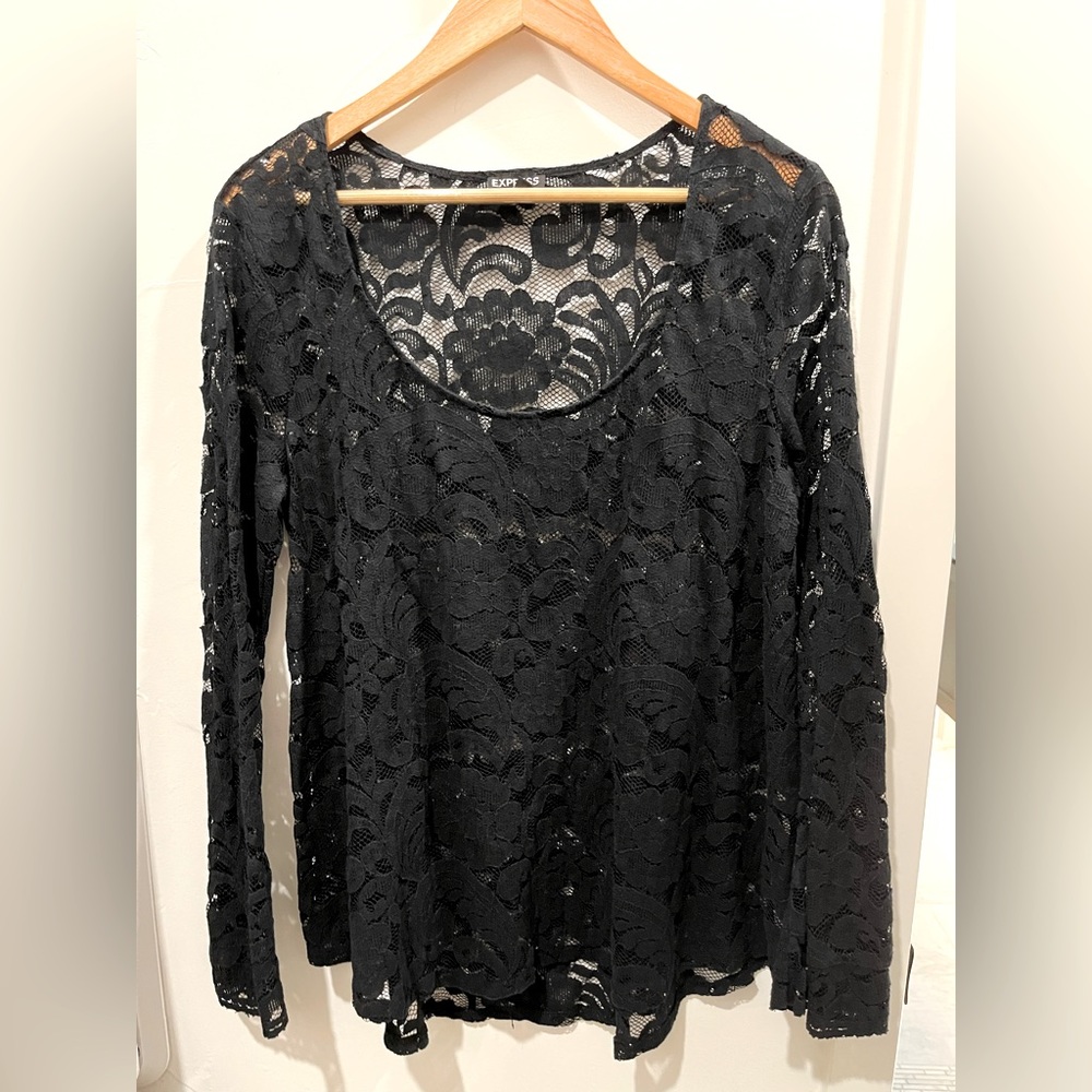 Express Lace Long Sleeve Top | Size L
